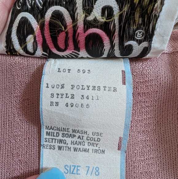 Vintage 70s Oops California rose pink metallic striped duster - Picture 6 of 6